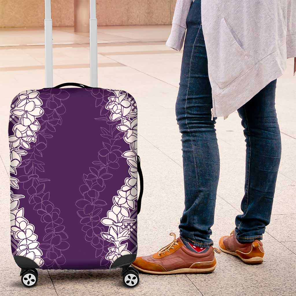 Hawaii Aloha Plumeria Lei Violet Palaka Luggage Cover - Polynesian Pride