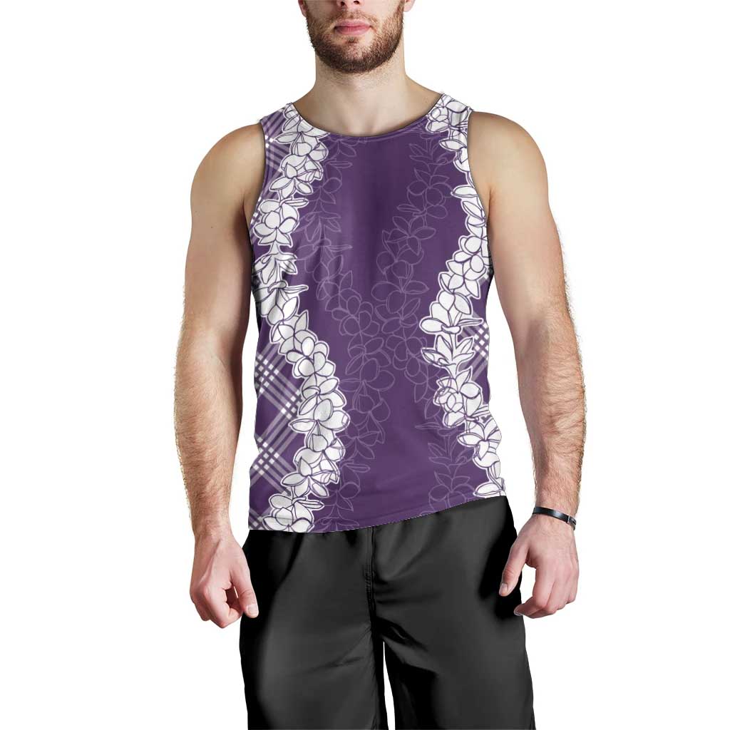 Hawaii Aloha Plumeria Lei Violet Palaka Men Tank Top - Polynesian Pride