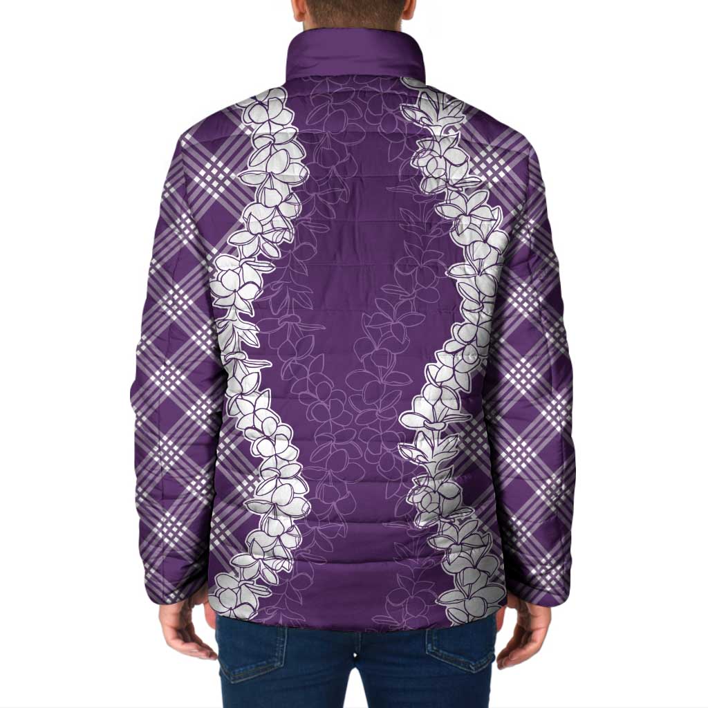 Hawaii Aloha Plumeria Lei Violet Palaka Padded Jacket - Polynesian Pride