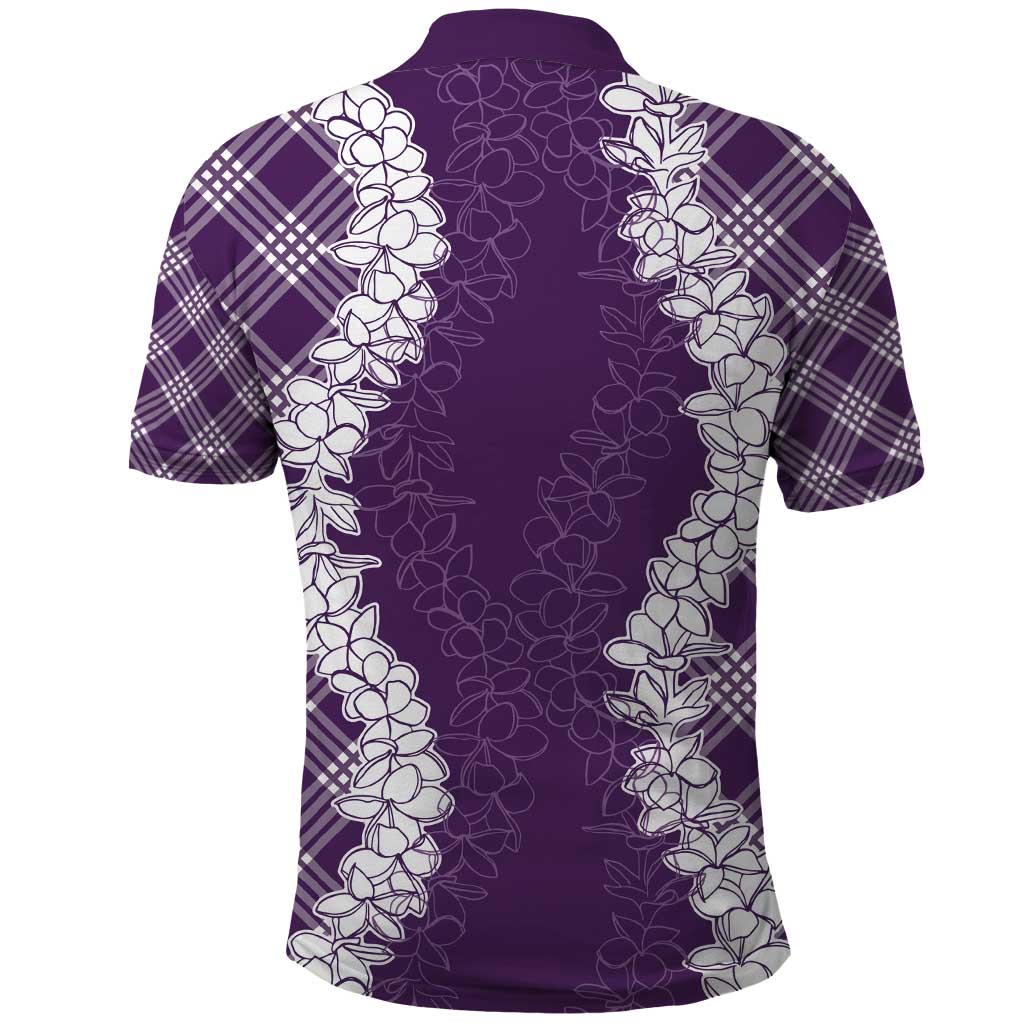 Hawaii Aloha Plumeria Lei Violet Palaka Polo Shirt - Polynesian Pride