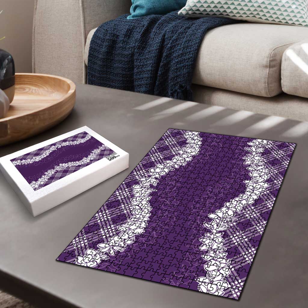 Hawaii Aloha Plumeria Lei Violet Palaka Puzzle - Polynesian Pride