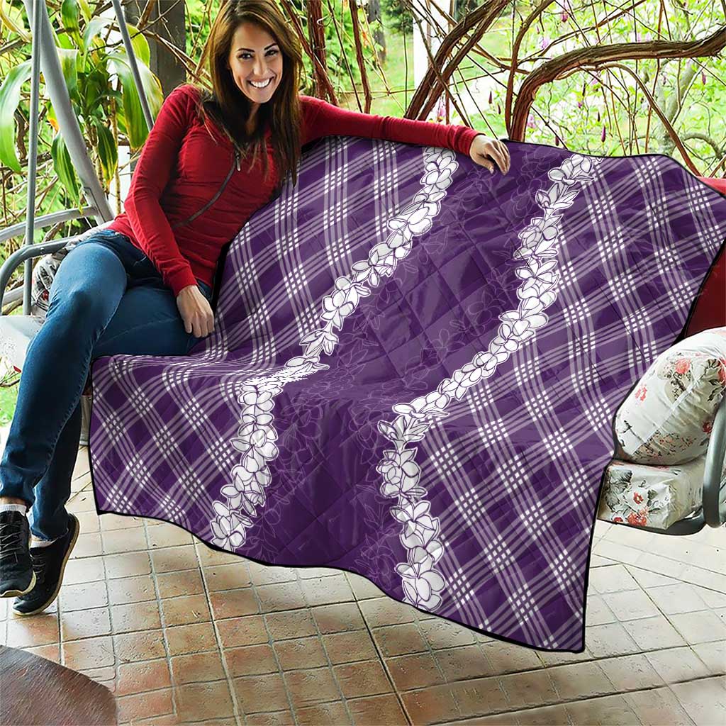 Hawaii Aloha Plumeria Lei Violet Palaka Quilt - Polynesian Pride
