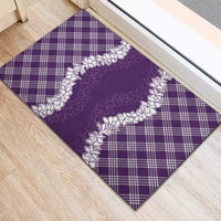 Hawaii Aloha Plumeria Lei Violet Palaka Rubber Doormat - Polynesian Pride