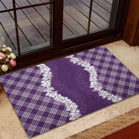 Hawaii Aloha Plumeria Lei Violet Palaka Rubber Doormat - Polynesian Pride