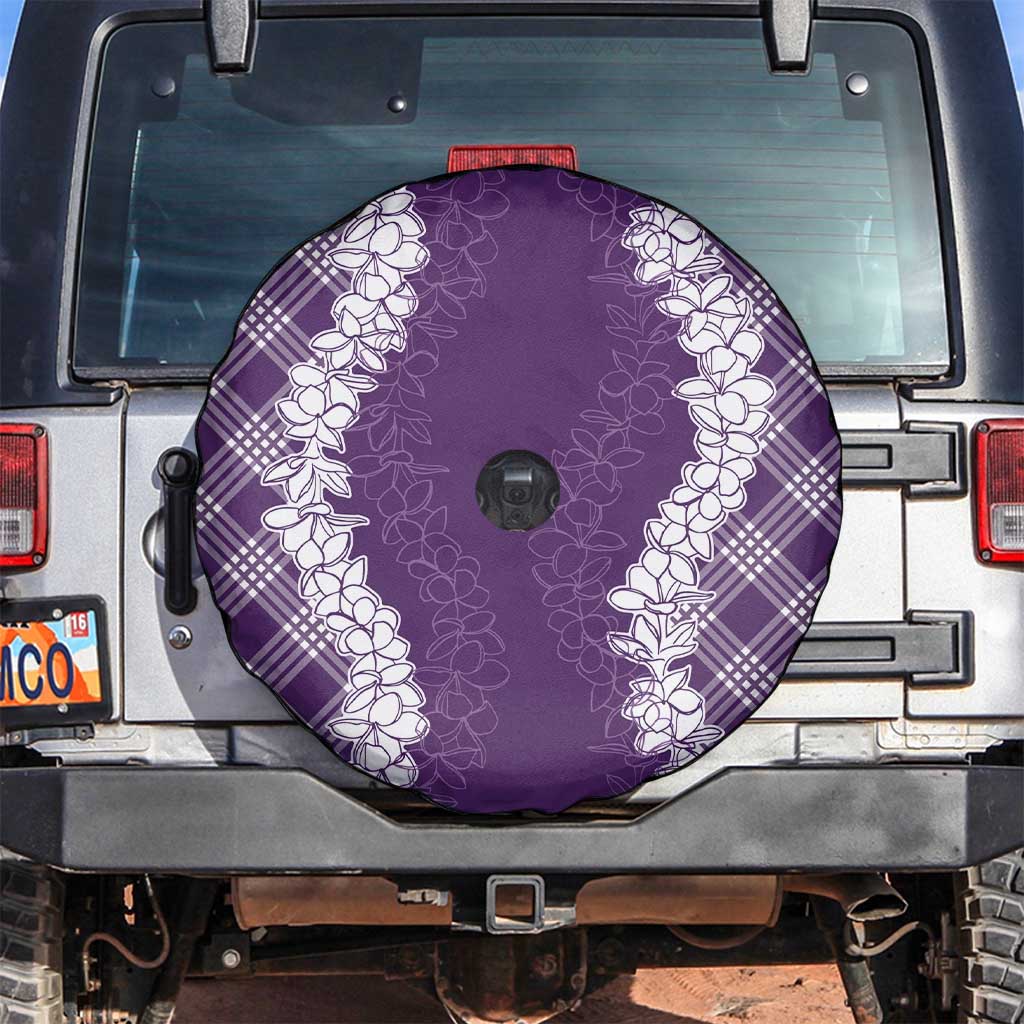 Hawaii Aloha Plumeria Lei Violet Palaka Spare Tire Cover - Polynesian Pride