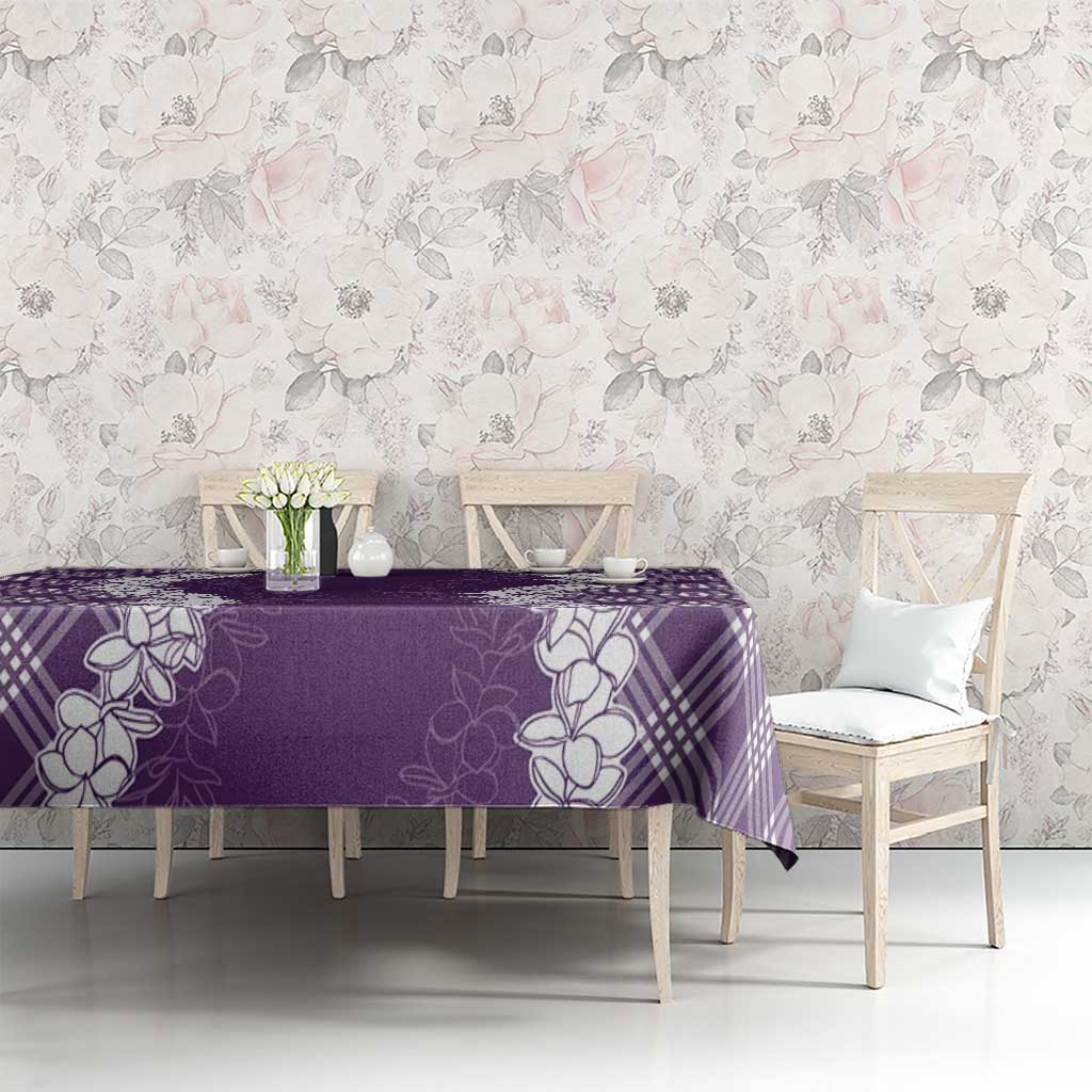 Hawaii Aloha Plumeria Lei Violet Palaka Tablecloth LT7 - Polynesian Pride