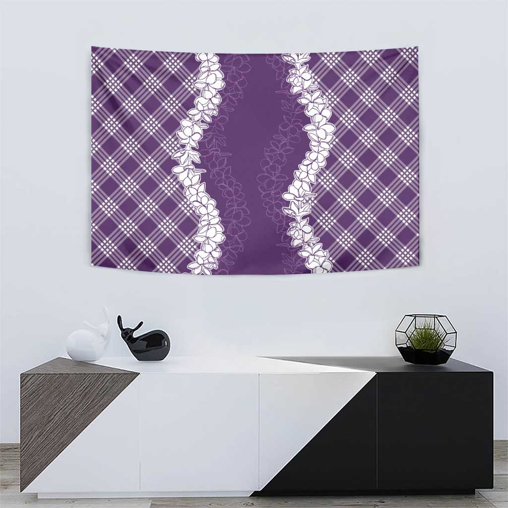 Hawaii Aloha Plumeria Lei Violet Palaka Tapestry LT7 - Polynesian Pride