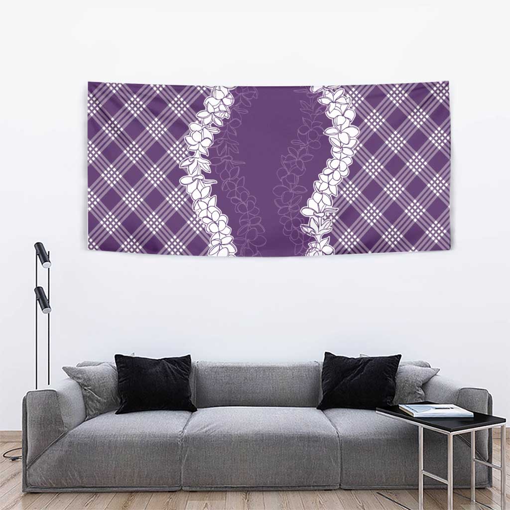 Hawaii Aloha Plumeria Lei Violet Palaka Tapestry LT7 - Polynesian Pride