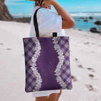 Hawaii Aloha Plumeria Lei Violet Palaka Tote Bag - Polynesian Pride