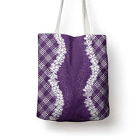 Hawaii Aloha Plumeria Lei Violet Palaka Tote Bag - Polynesian Pride