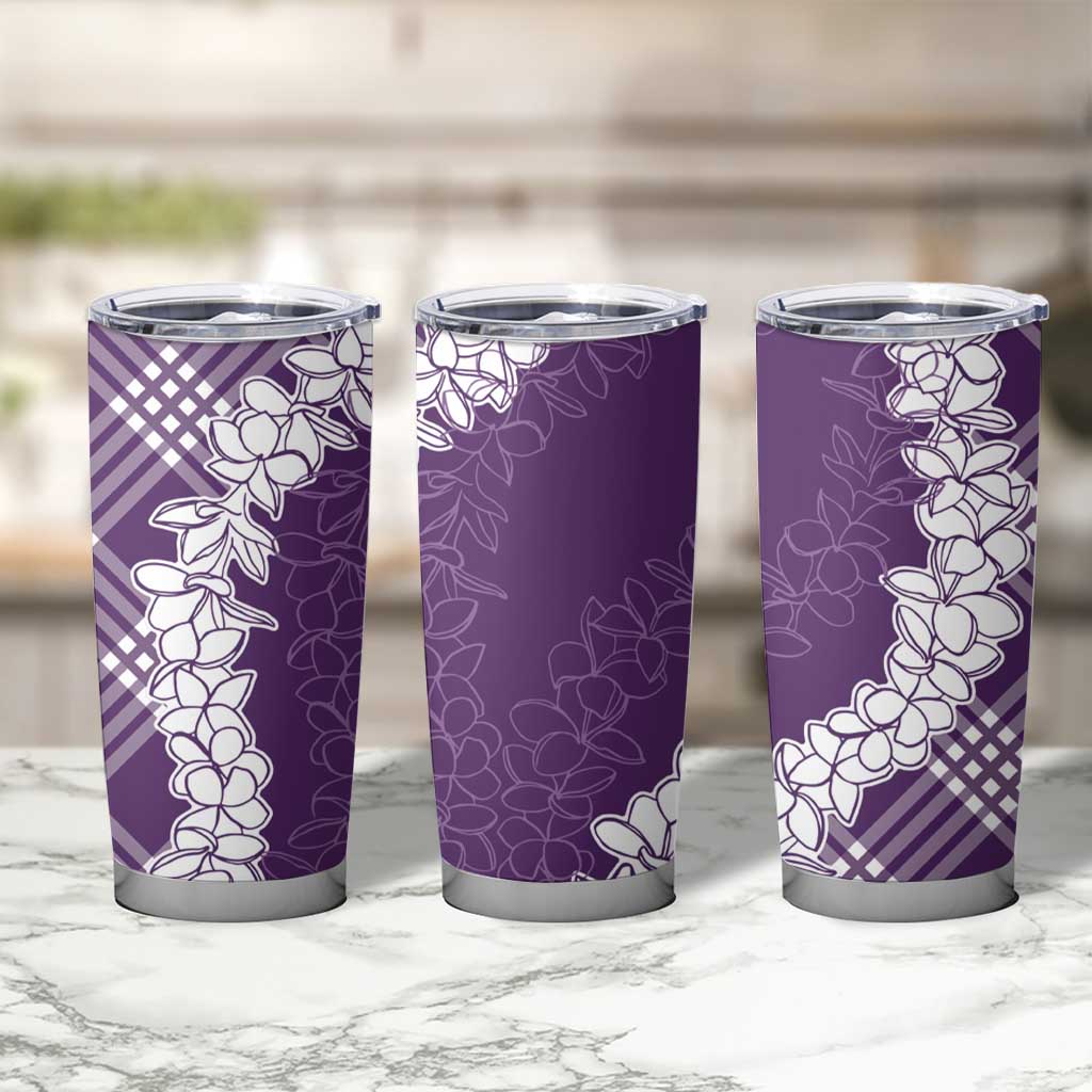 Hawaii Aloha Plumeria Lei Violet Palaka Tumbler Cup - Polynesian Pride