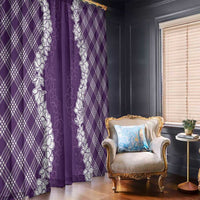 Hawaii Aloha Plumeria Lei Violet Palaka Window Curtain LT7 - Polynesian Pride