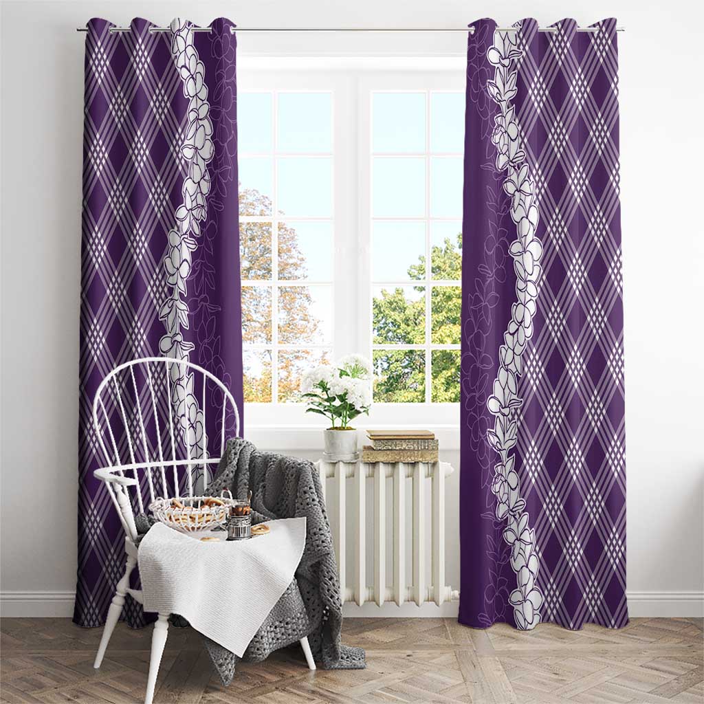 Hawaii Aloha Plumeria Lei Violet Palaka Window Curtain LT7 - Polynesian Pride