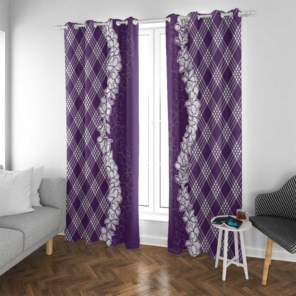 Hawaii Aloha Plumeria Lei Violet Palaka Window Curtain LT7 With Grommets Violet - Polynesian Pride