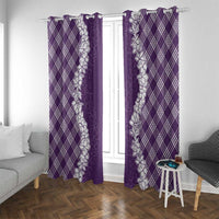 Hawaii Aloha Plumeria Lei Violet Palaka Window Curtain LT7 With Grommets Violet - Polynesian Pride