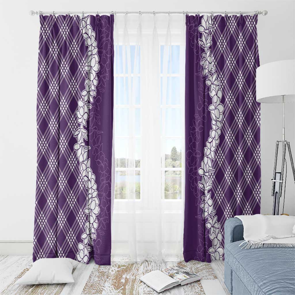 Hawaii Aloha Plumeria Lei Violet Palaka Window Curtain LT7 - Polynesian Pride