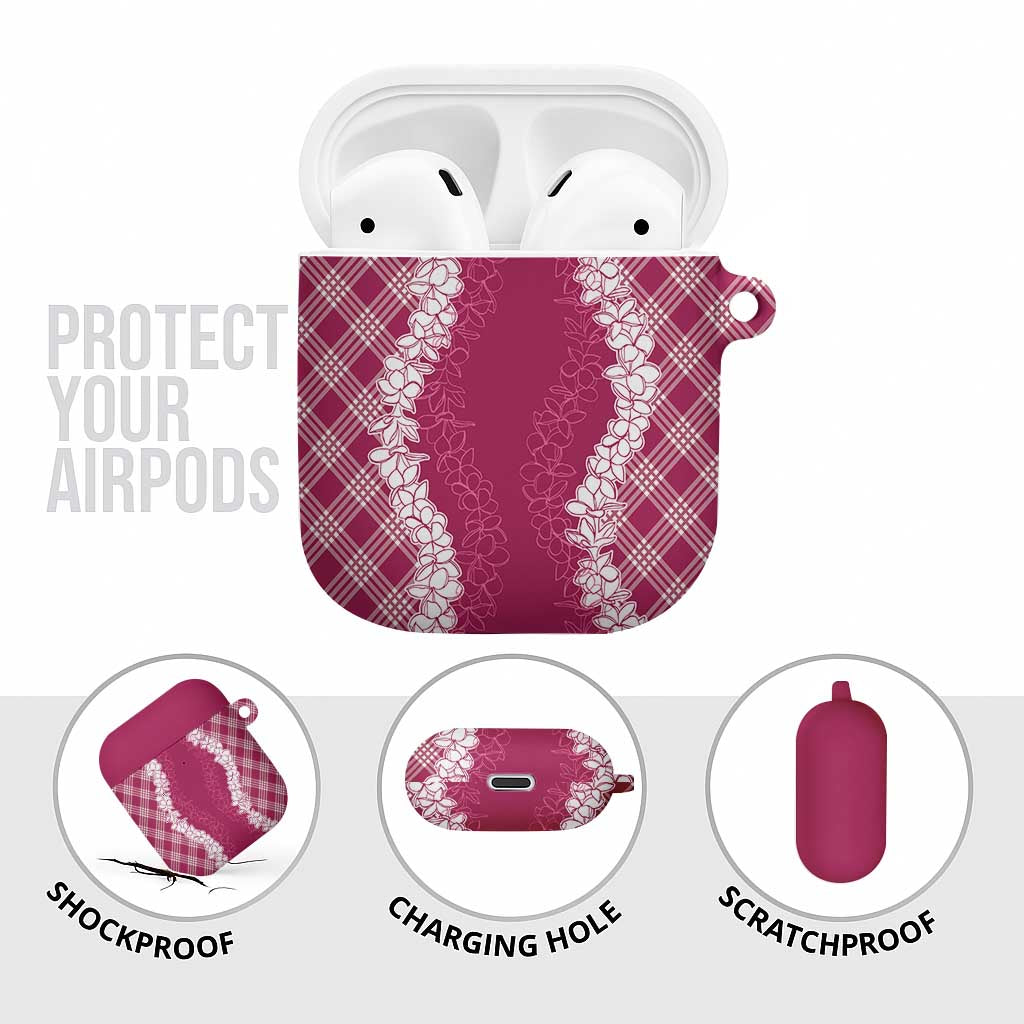 Hawaii Aloha Plumeria Lei Fuschia Palaka AirPods Case - Polynesian Pride