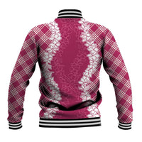 Hawaii Aloha Plumeria Lei Fuschia Palaka Baseball Jacket - Polynesian Pride