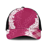 Hawaii Aloha Plumeria Lei Fuschia Palaka Baseball Net Cap - Polynesian Pride