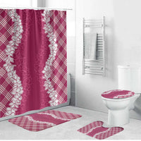 Hawaii Aloha Plumeria Lei Fuschia Palaka Bathroom Set - Polynesian Pride