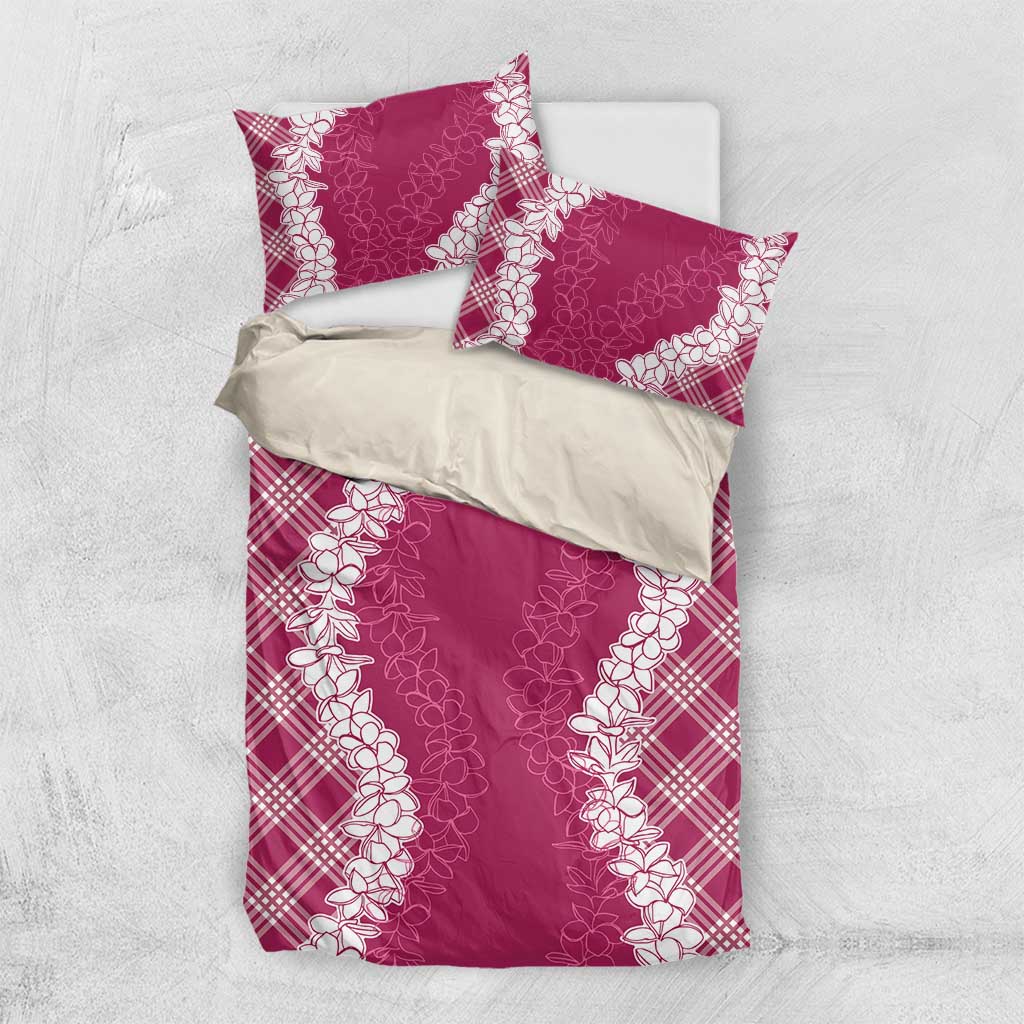 Hawaii Aloha Plumeria Lei Fuschia Palaka Bedding Set - Polynesian Pride
