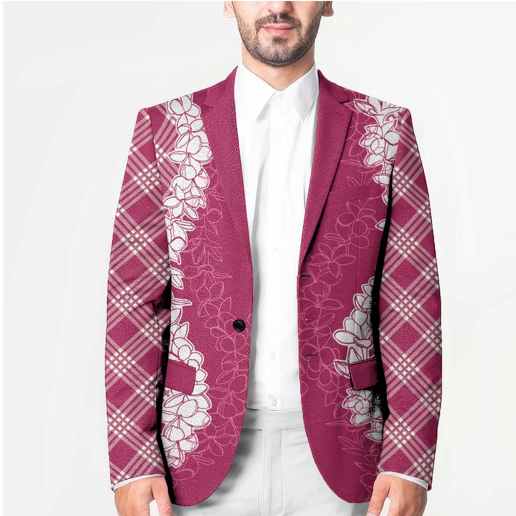 Hawaii Aloha Plumeria Lei Fuschia Palaka Blazer - Polynesian Pride