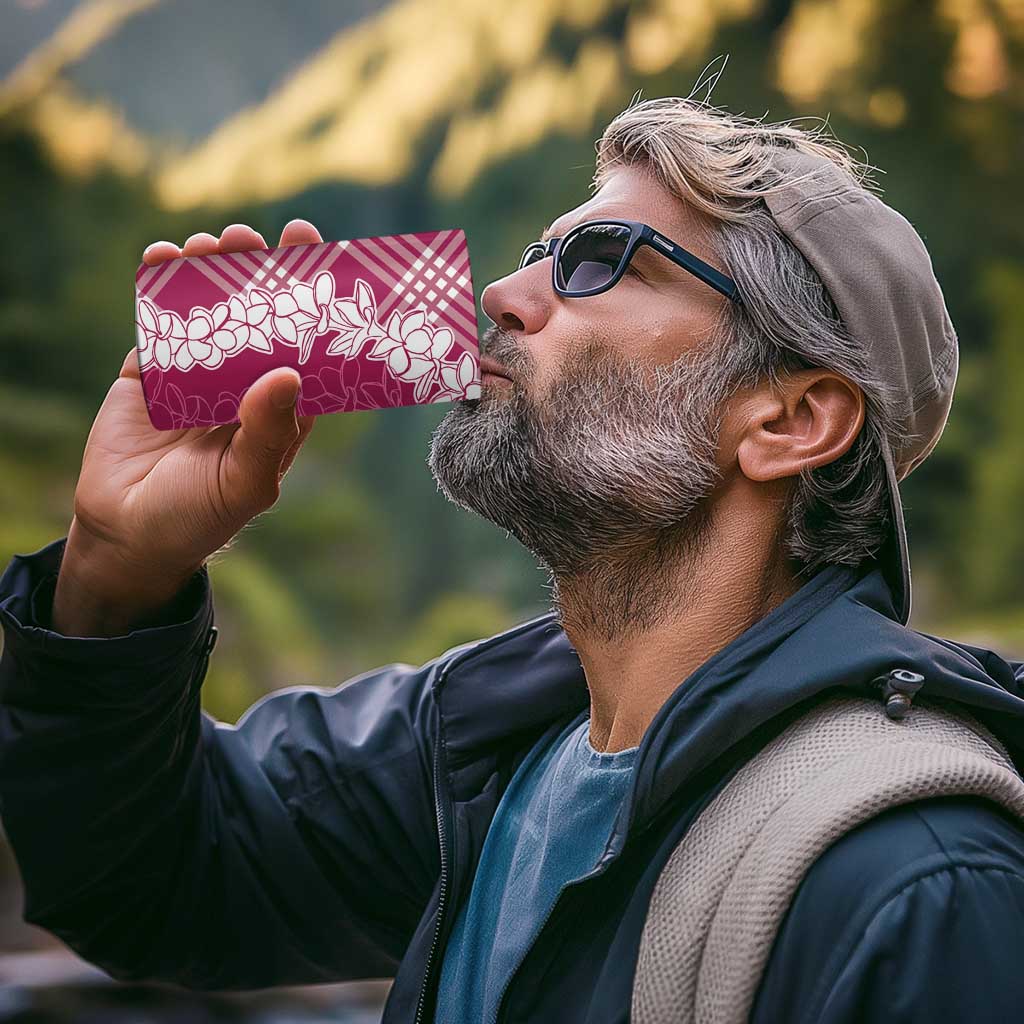 Hawaii Aloha Plumeria Lei Fuschia Palaka 4 in 1 Can Cooler Tumbler - Polynesian Pride