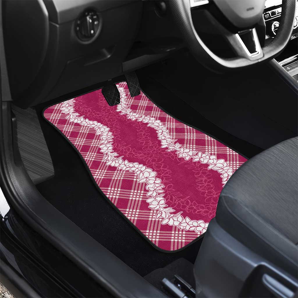 Hawaii Aloha Plumeria Lei Fuschia Palaka Car Mats - Polynesian Pride