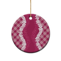 Hawaii Aloha Plumeria Lei Fuschia Palaka Ceramic Ornament - Polynesian Pride