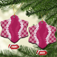 Hawaii Aloha Plumeria Lei Fuschia Palaka Ceramic Ornament - Polynesian Pride