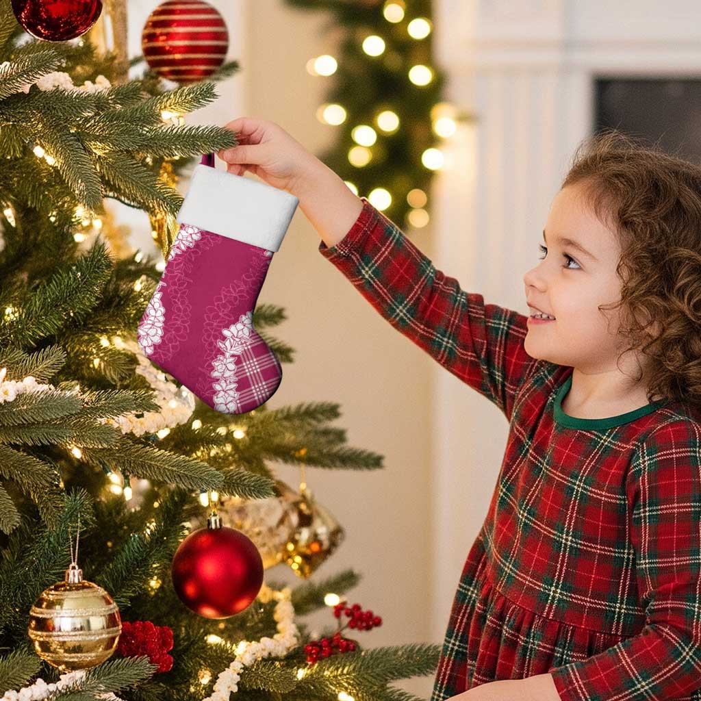 Hawaii Aloha Plumeria Lei Fuschia Palaka Christmas Stocking - Polynesian Pride