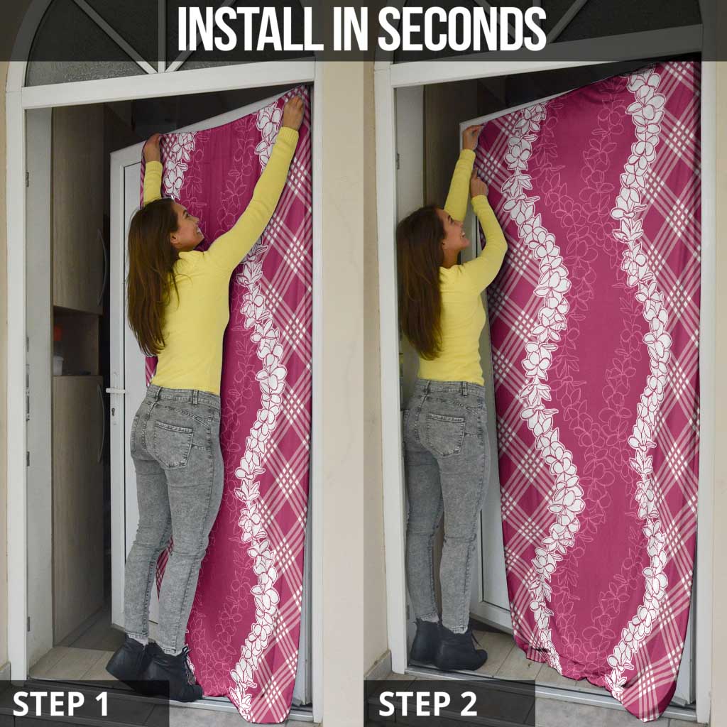 Hawaii Aloha Plumeria Lei Fuschia Palaka Door Cover - Polynesian Pride