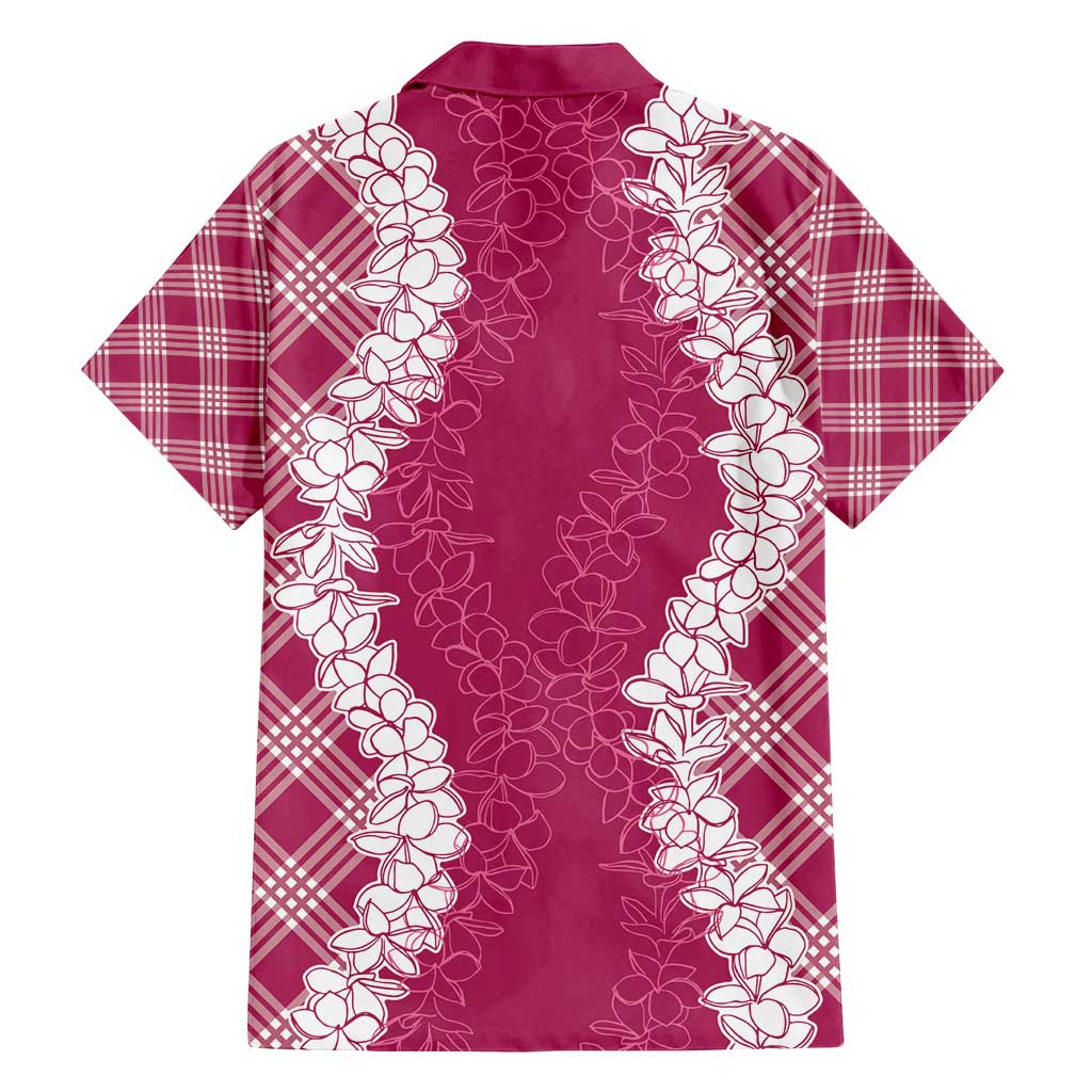 Hawaii Aloha Plumeria Lei Fuschia Palaka Family Matching Summer Maxi Dress and Hawaiian Shirt - Polynesian Pride