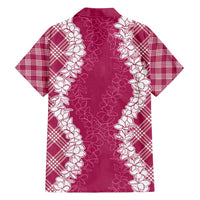 Hawaii Aloha Plumeria Lei Fuschia Palaka Family Matching Tank Maxi Dress and Hawaiian Shirt - Polynesian Pride