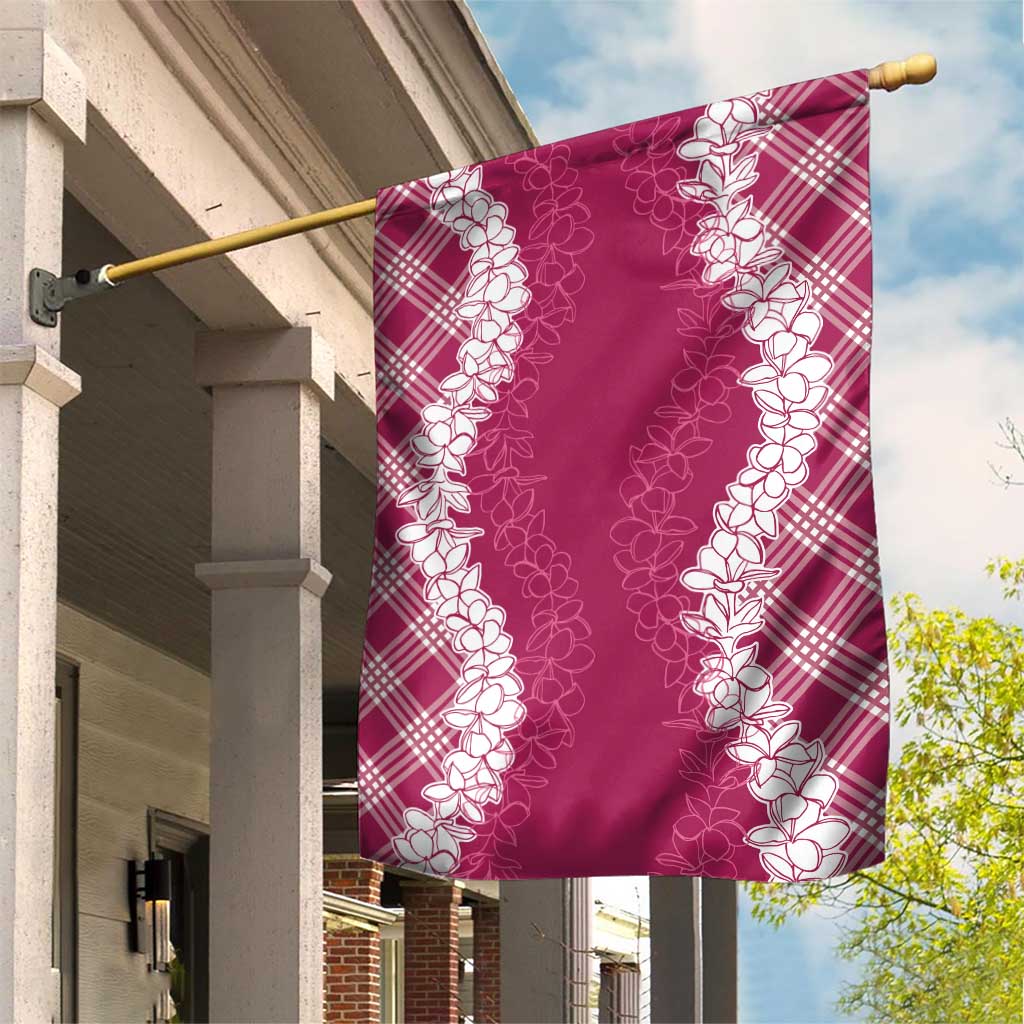 Hawaii Aloha Plumeria Lei Fuschia Palaka Garden Flag LT7 House Flag Fuschia - Polynesian Pride