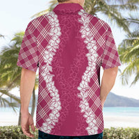 Hawaii Aloha Plumeria Lei Fuschia Palaka Hawaiian Shirt - Polynesian Pride
