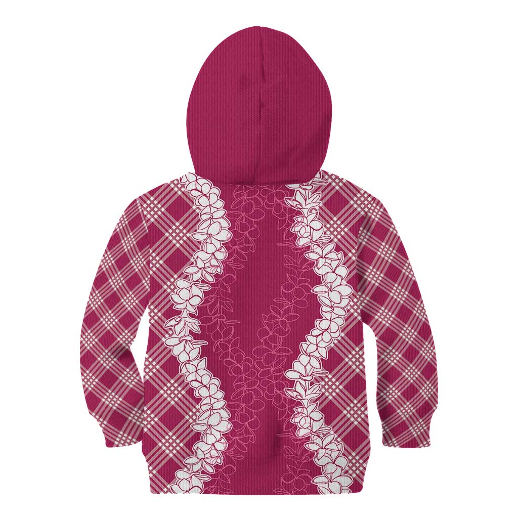 Hawaii Aloha Plumeria Lei Fuschia Palaka Kid Hoodie - Polynesian Pride