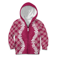 Hawaii Aloha Plumeria Lei Fuschia Palaka Kid Hoodie - Polynesian Pride