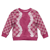 Hawaii Aloha Plumeria Lei Fuschia Palaka Kid Ugly Christmas Sweater - Polynesian Pride