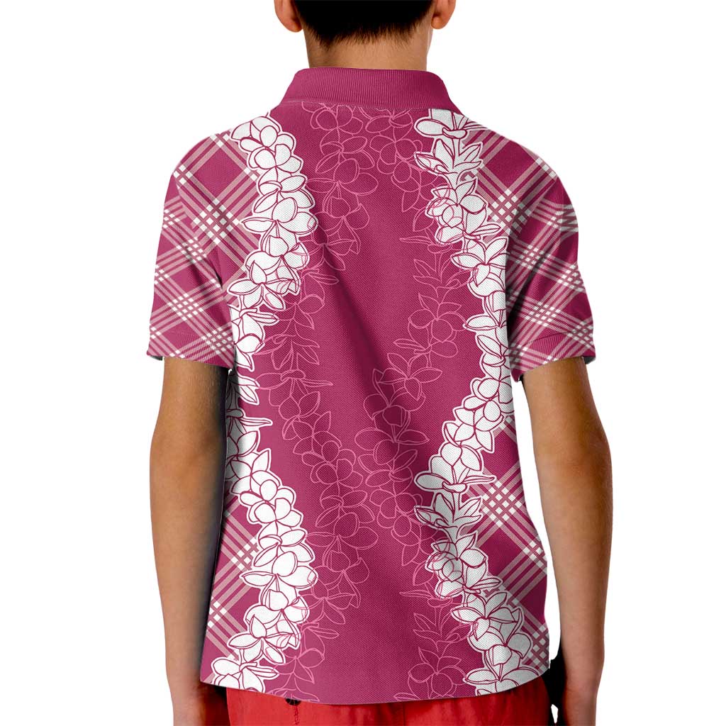 Hawaii Aloha Plumeria Lei Fuschia Palaka Kid Polo Shirt - Polynesian Pride