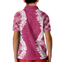 Hawaii Aloha Plumeria Lei Fuschia Palaka Kid Polo Shirt - Polynesian Pride