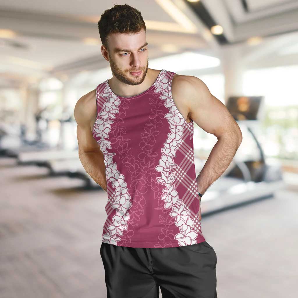 Hawaii Aloha Plumeria Lei Fuschia Palaka Men Tank Top - Polynesian Pride