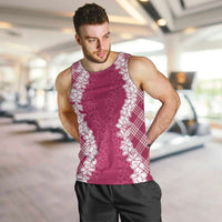 Hawaii Aloha Plumeria Lei Fuschia Palaka Men Tank Top - Polynesian Pride