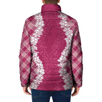 Hawaii Aloha Plumeria Lei Fuschia Palaka Padded Jacket - Polynesian Pride