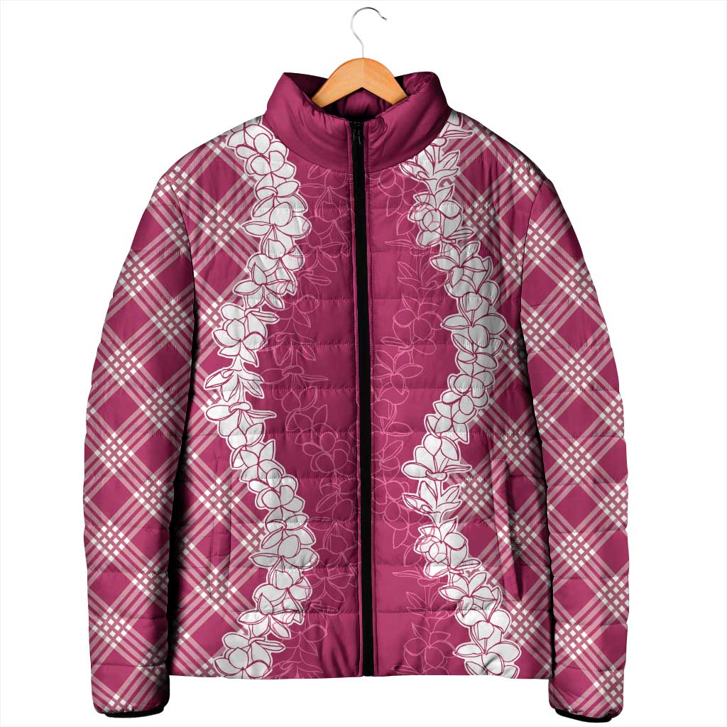 Hawaii Aloha Plumeria Lei Fuschia Palaka Padded Jacket - Polynesian Pride