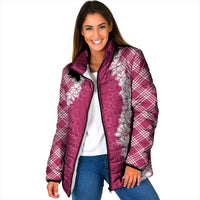 Hawaii Aloha Plumeria Lei Fuschia Palaka Padded Jacket - Polynesian Pride