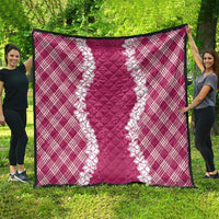 Hawaii Aloha Plumeria Lei Fuschia Palaka Quilt - Polynesian Pride