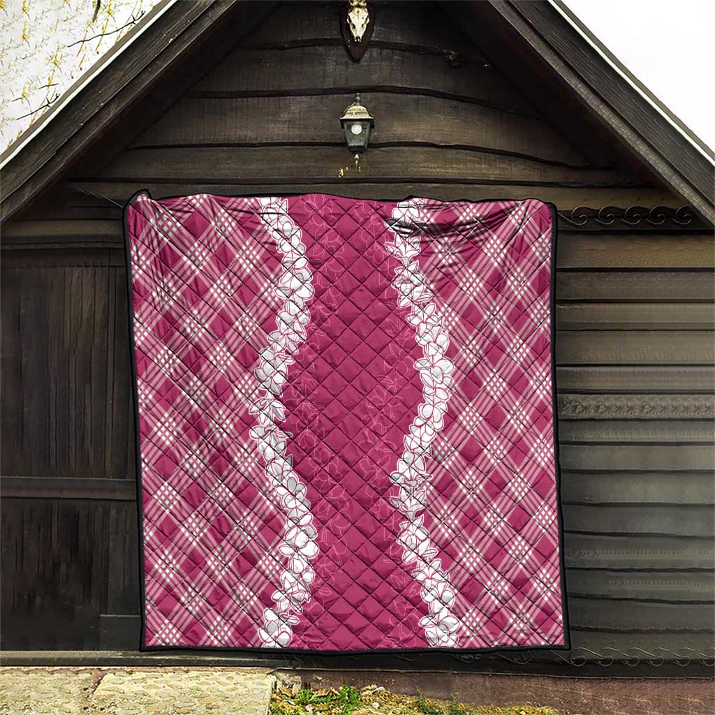 Hawaii Aloha Plumeria Lei Fuschia Palaka Quilt - Polynesian Pride