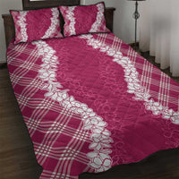 Hawaii Aloha Plumeria Lei Fuschia Palaka Quilt Bed Set - Polynesian Pride