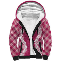 Hawaii Aloha Plumeria Lei Fuschia Palaka Sherpa Hoodie LT7 Unisex Fuschia - Polynesian Pride